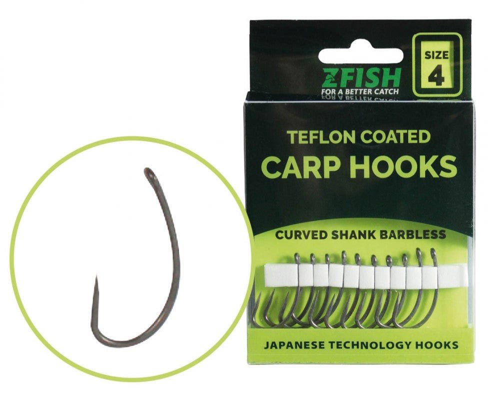 Immagine di Zfish Teflon Hooks Curved Shank, per carpfishing venduto da Carpela